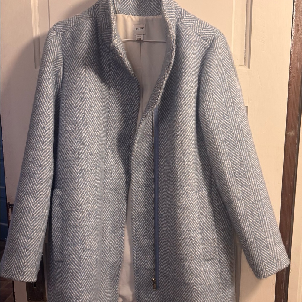 J. Crew Light Blue Herringbone Trench Coat SOLD OUT